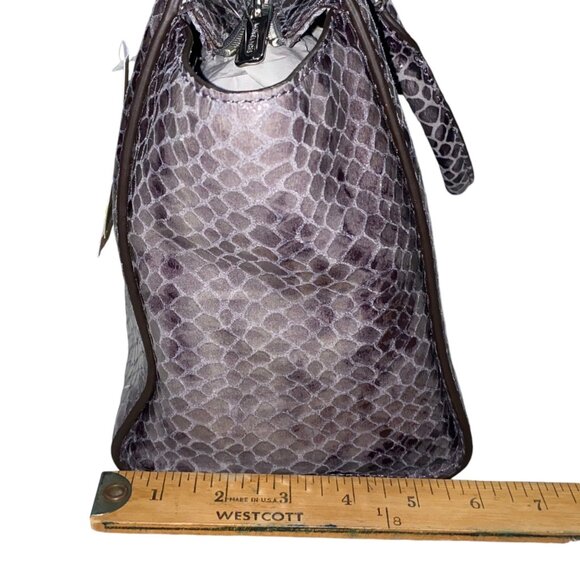 NWT Michael Kors Selma Large Satchel Genuine Leather DK Slate Snake Print New - Picture 8 of 13